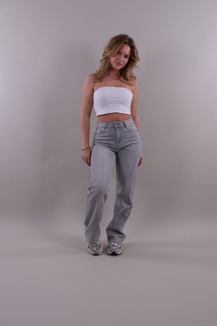 June wide leg jeans - licht grijs