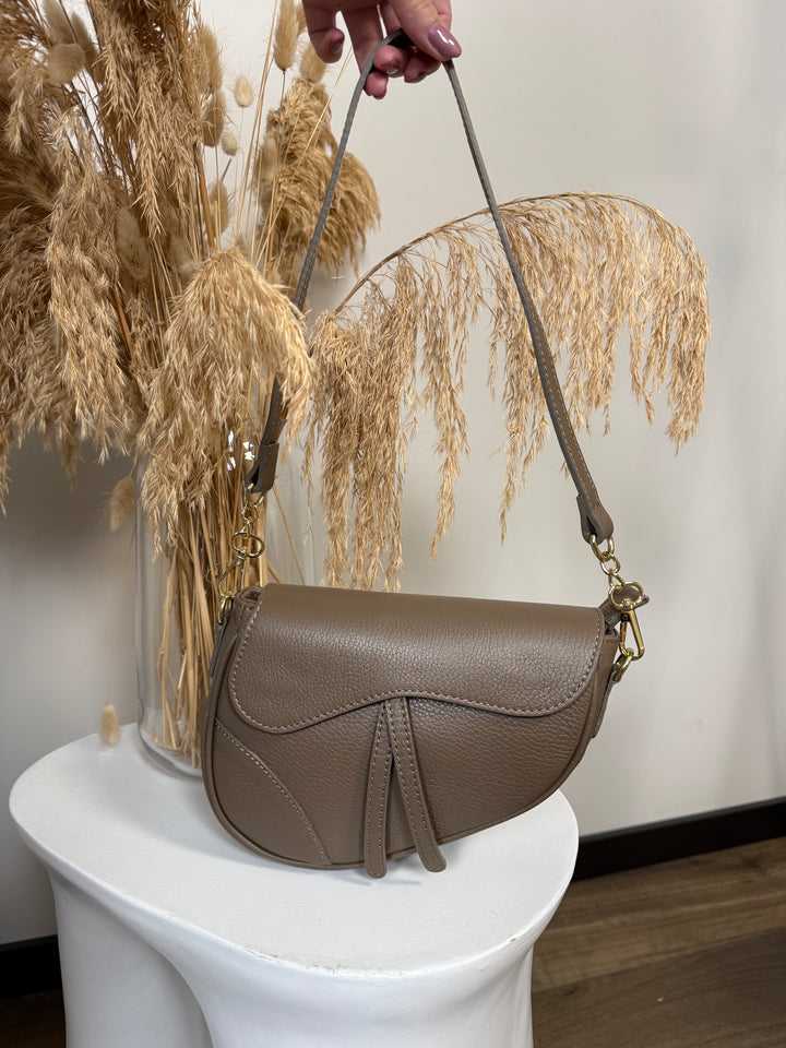 Inspired leather saddle bag