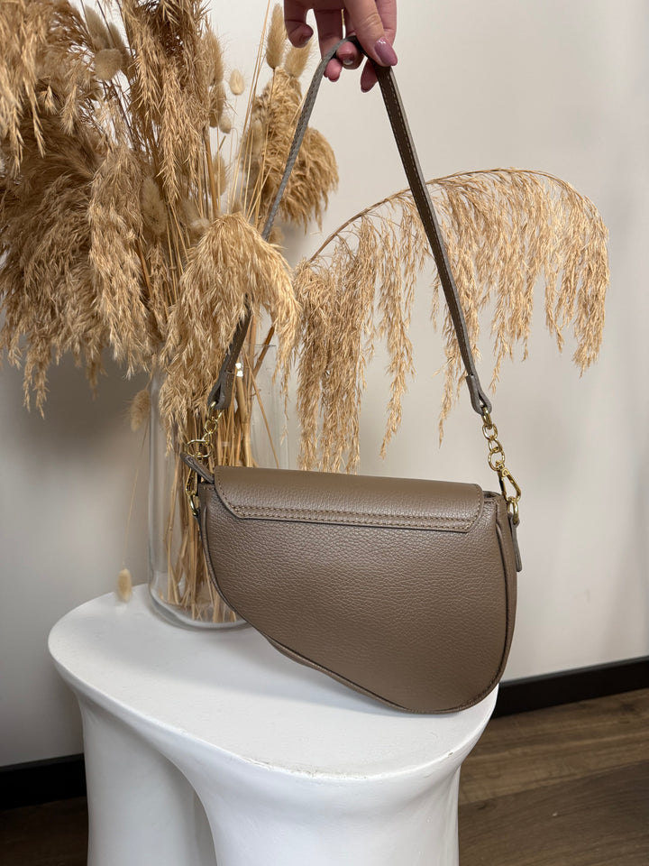 Inspired leather saddle bag