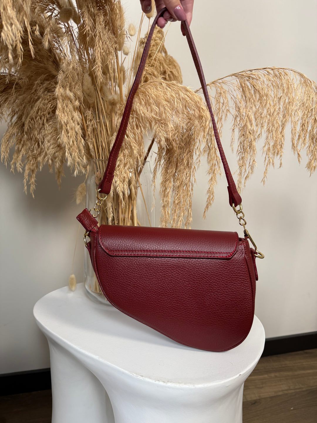 Inspired leather saddle bag