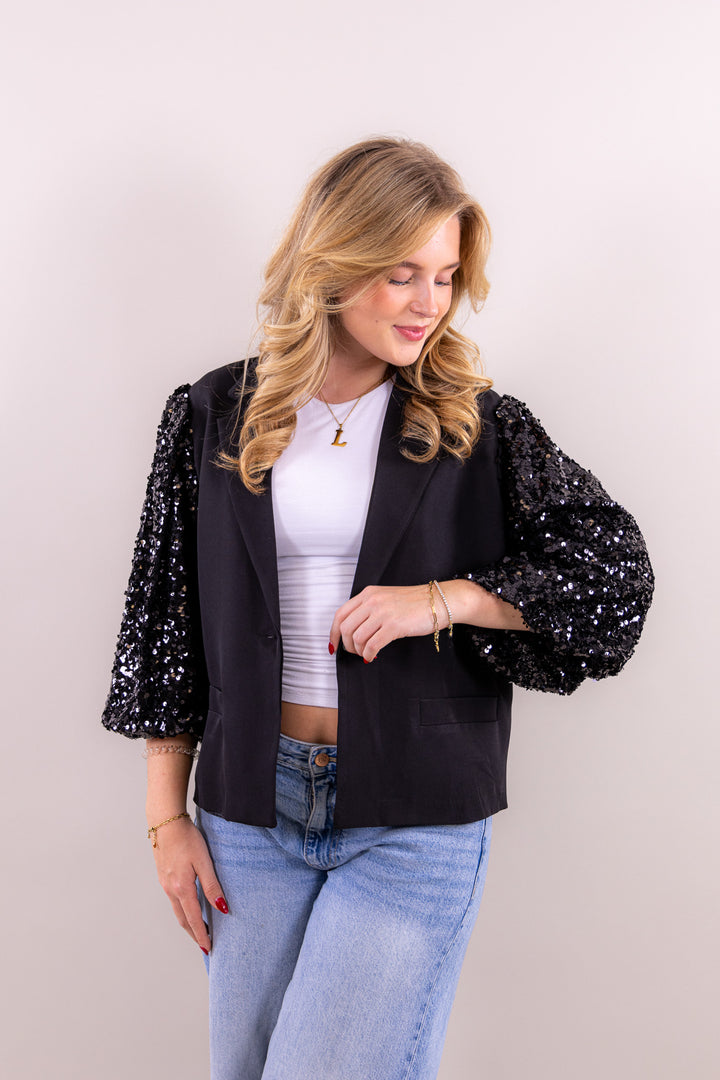 Noelle glitter blazer short sleeve