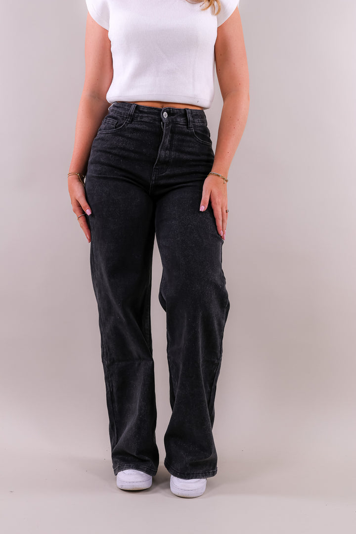 Yana Wide Leg Jeans - Dunkelgrau