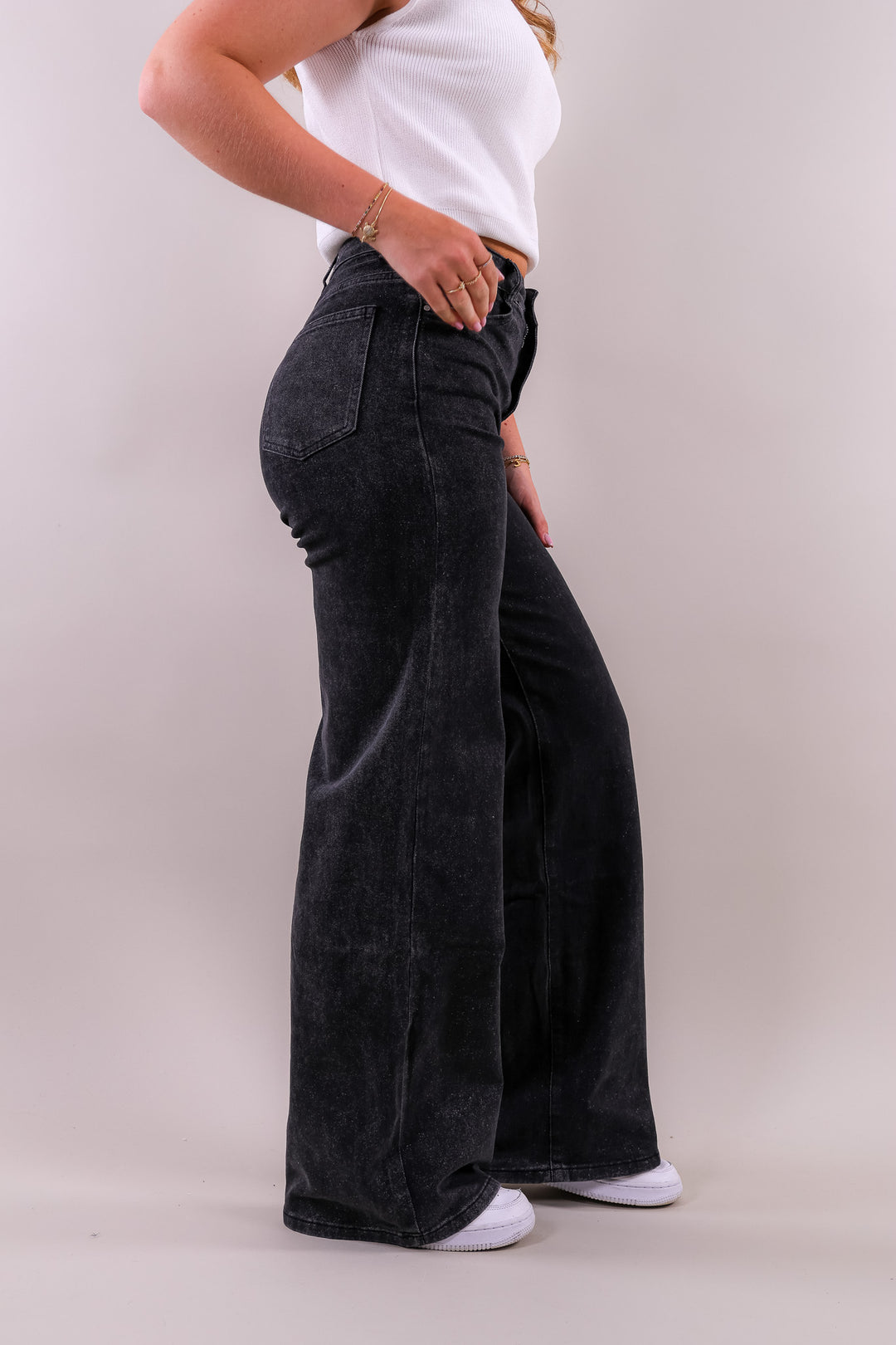 Yana Wide Leg Jeans - Dunkelgrau